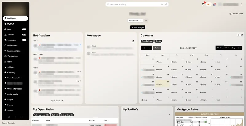 StackWrap dashboards white labeled for four customer brokerages, names blurred